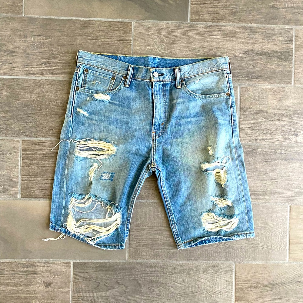 Mens 508 destroyed denim Bermuda shorts 33